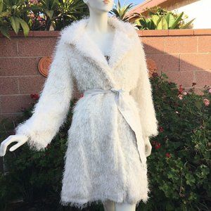 Anthropology Hazel Holiday White Wrap Coat Size M Winter Wedding Glamorous NWT